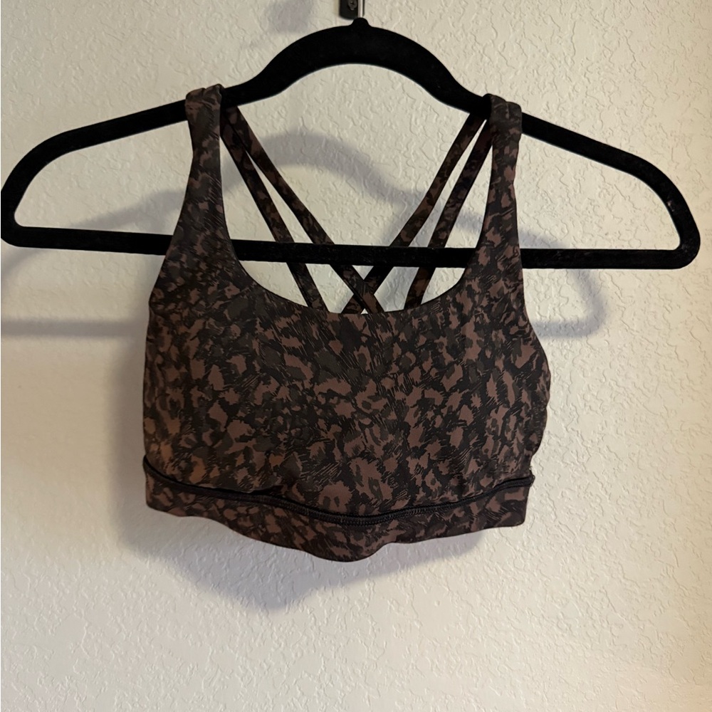 lululemon athletica energy Brown and Black Printed Sports Bra